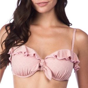 Lucky Brand “All the Frills” Mauve Underwire Bandeau Bikini Top